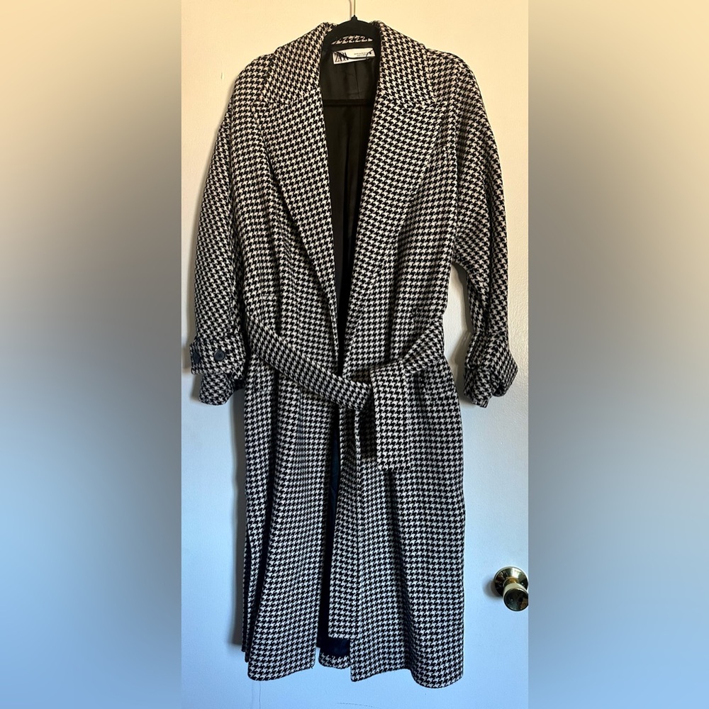 ZARA Houndstooth Trench Coat NWOT